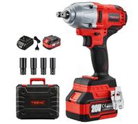 TEENO Llave de Impacto Inalámbrica Brushless 1/2" 600Nm, Inalámbrica con 1 * 4000 mAh Baterías,Pistola de impacto con 4 Enchufes, Llaves de Impacto Inalámbricas para Automoción y uso Doméstico.
