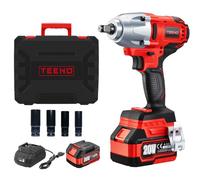 TEENO Llave de impacto sin escobillas de 1/2" 600 Nm 20 V con batería 4000 mAh, llave de impacto con 4 casquillos (17/19/21/22 mm) para coche y hogar (One Battery)