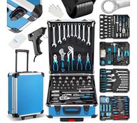 TEENO Maletín Herramientas | 1000 Piezas Caja Herramientas | Carro Herramientas con Asa Telescópica | Caja de Herramientas Completa con 4 Niveles | Maleta de Cromo Vanadio y Acero | Hogar, Auto y DIY