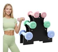 TEENO - Mancuernas de neopreno (1,5 kg, 2 kg, con soporte, 6 mancuernas musculares para mujeres y hombres, antideslizantes, fitness en casa, entrenamiento con brazos y hombros