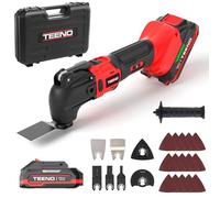 TEENO Multiherramienta Oscilante, 20V Brushless Herramienta Multifunción con 6 Velocidades, 8500-21000RPM, Cargador, 25 Accesorios, Herramientas Oscilantes para Cortar, Lijar y Pulido（1* batería）