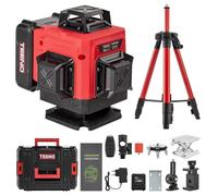 TEENO Nivel Láser 16 Lineas,Nivel Laser Autonivelante 4 x360° con 2 * 4800 mAh，Línea Cruzada Horizontal y Vertical para Interior y Exterior con Trípode+ pantalla digital LCD, base magnética