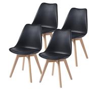 TEENO Pack de 4 Sillas de Comedor Modernas, Sillas Grises con Asiento Acolchado y Patas de Haya, Silla Nórdica para Cocina o Comedor
