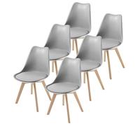 TEENO Pack de 6 Sillas de Cocina Modernas, Sillas Negras con Respaldo Ergonómico y Asiento Acolchado, Patas de Madera de Haya