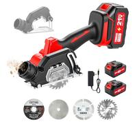 TEENO Sierra circular inalámbrica, mini sierra circular compacta, cuatro hojas de sierra, adecuada para cortar madera, azulejos y metales blandos