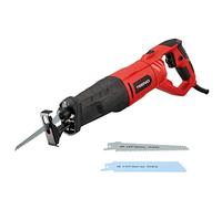 TEENO Sierra sable 850W con cable, Manija Giratoria (Izquierda y Derecha 90º), Gatillo de Velocidad Variable 0~2800RPM, 2 Hojas de 150mm(Madera 6T HCS, Metal 14T BIM),LED
