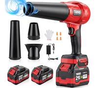 TEENO Soplador de Hojas, 3 Velocidades Máx 35000 RPM/Min, 2x6,0Ah Baterías | Compatible con baterías Makita, Soplador Inalámbrico 21V, 3 Boquillas, Ligero, Ideal Para Terraza, Senderos y Jardín
