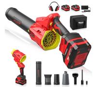 TEENO Soplador de Hojas, 4-in-1, 2x4,0Ah, Soffio e Aspirazione | Compatible con baterías Makita, 6 Velocidades Regulable, Max 230 km/h, Funzione Rotazione 180°, Set Completo Tubi