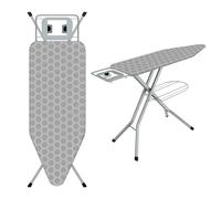 TEENO Tabla De Planchar Plegable 120 x 45 cm, Compatible con Plancha De Vapor, Cerradura Segura,7 Ajustes De Altura,100% Algodón,Soporte De Plancha Integrado, Universal para Hogar(Gris de Panal)