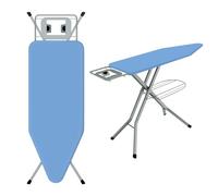 TEENO Tabla De Planchar Plegable 120 x 45 cm, Compatible con Plancha De Vapor, Cerradura Segura,7 Ajustes De Altura,100% Algodón,Soporte De Plancha Integrado, Universal para Hogar/Lavandería(Azul)