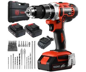 TEENO taladro atornillador batería recargable, ajuste de par 25+3 niveles
