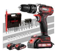 TEENO Taladro Atornillador Inalámbrico para Batería Makita de 21V 2 * 2,0 Ah Baterías,con Cepillo Antióxido de Metal, 45 Nm,2 Velocidades,25+1 Configuraciones de Par, LED,31 Accesorios y Maletín
