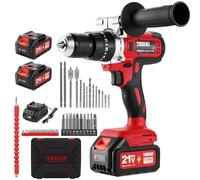 TEENO Taladro Atornillador Inalámbrico para Batería Makita de 21V 2 * 4,0 Ah Baterías, 90 Nm,20+3 Configuraciones de Par, 2 Velocidades, LED, 39 Accesorios y Maletín