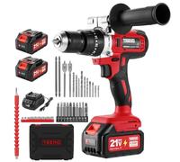 TEENO Taladro Atornillador Inalámbrico para Batería Makita de 21V 2 * 4,0 Ah Baterías, 90 Nm,20+3 Configuraciones de Par, 2 Velocidades, LED, 39 Accesorios y Maletín