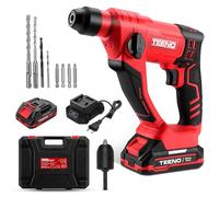 TEENO Taladro percutor 20V SDS-Plus Li-Ion, Martillo perforador con 0-1150RPM/5100BPM ，1.2J impacto con 2 x 2Ah batería y maletín de transporte para hormigón, acero y madera
