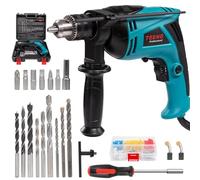 TEENO Taladro percutor con cable 710W con 20 accesorios, perilla de velocidad variable,Velocidad Variable 0-2.800 rpm， mango auxiliar giratorio de 360° y Maletín