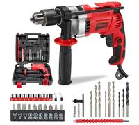 TEENO Taladro Percutor con Cable 910W, Taladro Percutor Eléctrico 0-3000 RPM con botón de velocidad variable, Mango Giratorio de 360°,38 Accesorios, Portabrocas de 13mm, Ladrillo, Madera, Acero