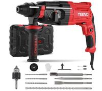 TEENO Taladro Percutor con Cable SDS Plus 950W y 17 Accesorios, Martillo perforador con 0-1150RPM/5100BPM con 4 Funciones y Embrague de Seguridad, Velocidad Variable, Hormigón, Acero, Madera