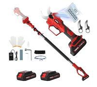 TEENO Tijeras de Podar Eléctricas Inalámbricas 2 en 1 con Pértiga Extensible de 2 Metros, Podadora Eléctrica con Batería de 21V 2×2.0Ah, Diámetro de Corte de 40CM, para Podar Árboles.