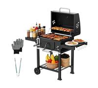 Teeno XXL - Barbacoa de carbón de madera, termómetro integrado, chimenea, extractor de tapón y unidad de ahumado, barbacoa XL con rejilla de mantenimiento caliente, fiestas y reuniones familiares