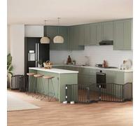 Teenpull 12-TLG. Puerta plegable para perros de madera de álamo negro, 960 cm, con puerta, independiente y plegable, resistente rejilla para perros para interior y exterior, caño seguro para cachorros
