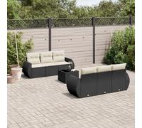 Teenpull 7-TLG - Juego de sofás de jardín (ratán, polirratán, resistente a la intemperie, modular, para terraza, balcón, exterior, salón, jardín, comedor, patio