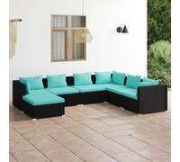 Teenpull 7 TLG - Lounge de jardín modular modular con cojín azul agua suave para terraza, balcón, piscina