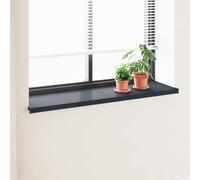 Teenpull Alféizar de ventana de color antracita con vetas de madera de PVC 140 x 40 x 4,5 cm, impermeable y fácil de limpiar, ideal para interiores y exteriores, incluye tapas laterales, fácil montaje