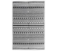 Teenpull Alfombra de exterior ARAKIL negra 160 x 230 cm, polipropileno, resistente a la intemperie y lavable, plegable para balcón, terraza, jardín, camping, manta de picnic con patrón jacquard de dos