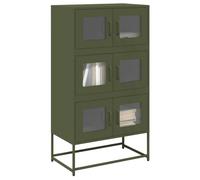 Teenpull Aparador alto verde oliva, 68 x 39 x 123 cm, acero laminado en frío, con 6 puertas, robusto aparador buffet para comedor, sala de estar, espacio de almacenamiento versátil