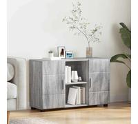 Teenpull Aparador con estante Florin gris Sonoma madera 88,5 x 30,5 x 55,5 cm con 3 tablas 2 puertas para sala de estar TV muebles almacenamiento almacenamiento moderno compacto