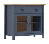 Teenpull Aparador Hill gris 90 x 40 x 80 cm, madera maciza de pino, con 2 cajones y 2 estantes, para salón y comedor, armario buffet estable con espacio de almacenamiento