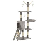 Teenpull Árbol rascador para gatos con columnas de sisal y felpa, 138 cm de altura, estable árbol trepador con barril rascador, cueva, zonas de descanso y 3 juguetes de ratón para interior