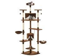 Teenpull Árbol rascador para gatos con columnas rascadoras de sisal, 203 cm, color marrón y blanco, con cubierta de felpa con cueva y hamaca, árbol para gatos estable para el cuidado de las garras