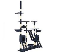 Teenpull Árbol rascador para gatos con columnas rascadoras de sisal, tapizado en felpa, 230 - 250 cm de altura, con hamaca, tonel, torre de escalada, muebles para gatos para salón, esquina