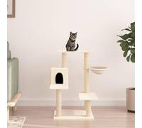 Teenpull Árbol rascador para gatos con columnas rascadoras de sisal y crema de felpa, torre de escalada de 82,5 cm de altura con cueva, hamaca y tonel rascador, muebles para gatos estables para