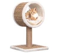 Teenpull Árbol rascador para gatos con túnel y juguete, 56 cm de altura, de algas marinas, compacto y estable para gatos de interior, incluye tonel, columna rascador y cueva de felpa