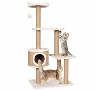 Teenpull Árbol rascador para gatos de 123 cm, hierba marina con felpa, torre de escalada, barril rascador y cueva, árbol para gatos compacto para salón, interior, cuidado de las garras y diversión