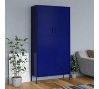 Teenpull Armario azul marino de acero con 4 estantes ajustables y barra para colgar ropa, 90 x 50 x 180 cm, armario con rejillas de ventilación para dormitorio, habitación juvenil, ahorra espacio