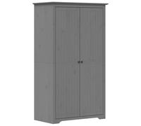 Teenpull Armario BODO gris de pino macizo 99 x 53,5 x 173 cm con barra para colgar y espacio de almacenamiento, 2 puertas con tiradores de metal, estilo francés para dormitorio y vestidor