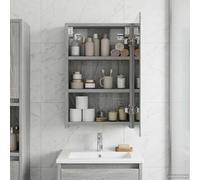 Teenpull Armario con espejo de baño Sonoma gris de madera 30 x 10,5 x 50 cm con espacio de almacenamiento y montaje en pared, espejo de dos vías, estante y estante para cuarto de baño, orden y ahorro