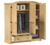 Teenpull Armario Corona de madera de pino maciza, 151,5 x 52 x 170 cm, con barra para colgar y cajones, armario para dormitorio, vestidor y dormitorio juvenil en estilo rústico