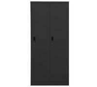 Teenpull Armario de acero antracita, 80 x 50 x 180 cm, con 2 compartimentos y cerraduras, espacio de almacenamiento, armario con barra para colgar ropa para dormitorio, vestidor, ahorra espacio y