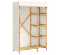 Teenpull Armario de bambú con funda de tela 110 x 45 x 170 cm, armario con estantes, ahorra espacio para dormitorio, vestidor y habitación juvenil, espacio para ropa y accesorios