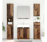 Teenpull Armario de baño con aspecto de madera envejecida, 64,5 x 33,5 x 59 cm, material de madera, armario de baño con puertas, amplio espacio de almacenamiento para su cuarto de baño