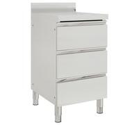Teenpull Armario de cocina comercial de acero inoxidable, 50 x 60 x 96 cm, con 3 cajones, patas ajustables en altura y cantos para gastronomía, restaurante, hotel, catering