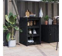 Teenpull Armario de cocina para exteriores, color negro, madera maciza de pino, 55 x 55 x 92 cm, armario de almacenamiento para jardín, terraza, diseño modular