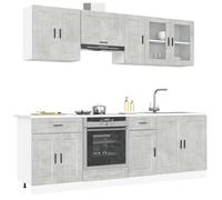 Teenpull Armario de cocina Porto de 8 piezas, color gris hormigón de madera, sistema de almacenamiento modular, armario de despensa, armario buffet, aparador, armario duradero para cocina
