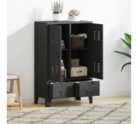 Teenpull Armario de estilo industrial antracita de acero con 2 estantes y cajones, 67 x 35 x 107 cm, espacio de almacenamiento para dormitorio, habitación infantil, dormitorio juvenil y vestidor