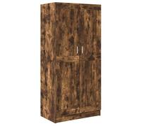 Teenpull Armario de madera de roble ahumado, 82,5 x 51,5 x 180 cm, con barra para colgar, espacio de almacenamiento y estantes, diseño moderno para dormitorio, habitación juvenil, vestidor